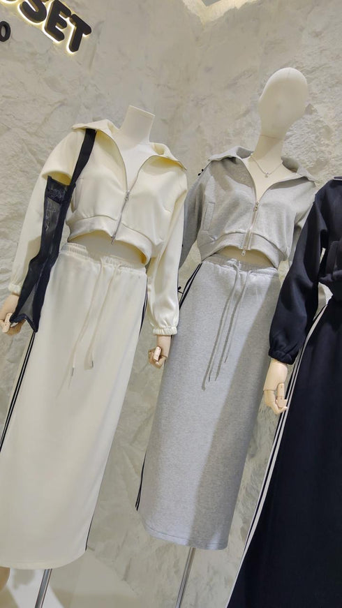 Winter Crop Jacket With Long Skirts